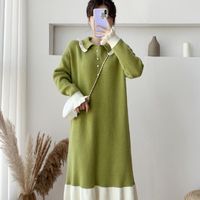 Wholesale Maternity Dresses Dress Knitted Jumper Mid Length Plus Size Loose Tide Mother Wife Skirt Clothings