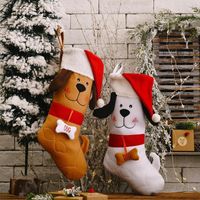 Wholesale Christmas Decorations Creativity Stockings Sock Dog Bones Shape Decoration Fireplace Xmas Tree Hanging Pendant Ornament Candy Bag For G V5m1