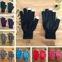 Wholesale Five Fingers Gloves Unisex Winter Cashmere Knit Silicone Non slip Thicken Warm Fleece Magic Arm Hand Warmer Knitted Long Fingerless