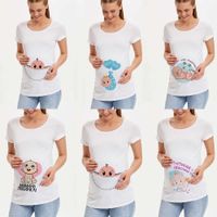 Wholesale Pregnancy Shirt Maternity Cute Baby Print O Neck Short Sleeve T shirt Pregnant Tops Mama Clothes Baby Announcment Tshirt X0527