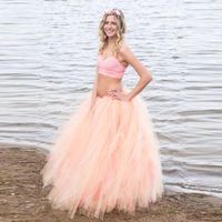 Wholesale Beautiful Lush Peach Tulle Ball Gowns Tutu Skirts For Women To Maternity Poshoot With Sash Ribbon Long Skirt Pregnant