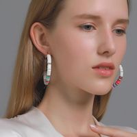 Wholesale Hoop Huggie Trend Multicolor Large Earrings For Women Fashion Female Jewelry Polymer Clay Loose Spacer Beads Korean