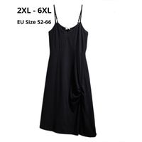 Wholesale dresses Plus Size XL XL XL XL XL Spaghetti Strap Dresses Femme Cotton Blend Black Clothing Ladies Slim Camisole Vest Dress