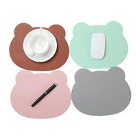 Wholesale Mouse Pads Wrist Rests Modern Writing Mat Anti slip Home Office Desk PU Leather Pad Bear Head Keyboard Mice