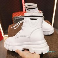 Wholesale Boots Spring Autumn Casual All match Weave Female Thick Bottom Gao Bang Women s Fashion Round Head Shoe