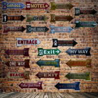Wholesale WellCraft Garage Exit Entrace Beach Arrow Signs Wall Plaque Poster Decor for House Bar Room Metal Painting HY