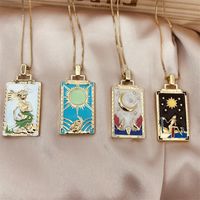 Wholesale Ins wind Copper Plated K gold fashion oil dripping oil painting Pendant Necklace zirconium free Tarot