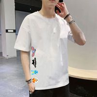 Wholesale Summer fashion round neck t shirt casual loose outdoor short sleeved high quality cartoon avatar printing youth mens Asian size