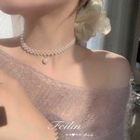 Wholesale Baroque Court Style Necklace double pearl neck chain fashion clavicle chain Choker neck jewelry