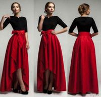 Wholesale Elegant Red Taffeta High Low Skirts For Woman Fashion Waist Belt Floor Length Girls Long Custom Made Formal Party Dresses