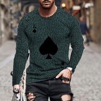 Wholesale Men s T Shirts European And American Long Sleeved Playing Cards Autumn Winter Are Fashionable Sports Leisure