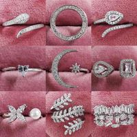 Wholesale 925 Sterling Silver womens star moon ring unique engagement jewelry pure wedding r4596