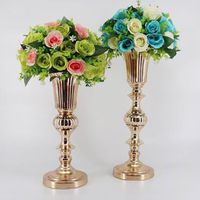 Wholesale Party Decoration Gold Tabletop Vase Metal Flower Road Lead Wedding Table Centerpiece Flowers Vases For Marriage And Home Size