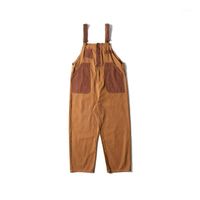 Wholesale Japanese Retro Stitching Overalls Vintage Two sided Wear Couple Loose Straight leg Men Men s Pants