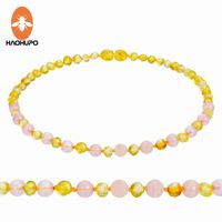 Wholesale HAOHUPO Original Baltic Amber Teething Necklace for Women Supply Certificate Pink Gold Amber Bracelet for Baby Gift