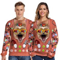 Wholesale Men s Hoodies Sweatshirts Unisex Ugly Christmas Sweatshirt Men Women Funny D Print Round Neck Casual Loose Long Sleeve Pullover