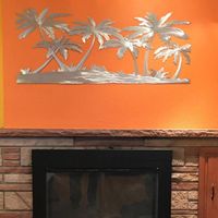 Wholesale Wall Stickers Palm Trees On Beach Metal Artwork Mounted Ornament Home Decoration Posters EST