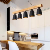 Wholesale Pendant Lamps Modern Lights Wood LED Kitchen Lamp Dining Room Hanging Ceiling Lighting Fixtures For Long Table