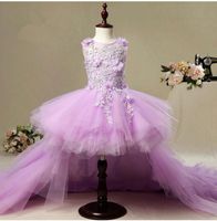 Wholesale Girl s Dresses Violet Tulle Baby Girl For Party Princess Christening Trailing Born Birthday Gown Appliques Infant Baptism Vestidos