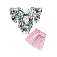 Wholesale Girls Flutter Sleeves Rompers Skirts Outfits Summer Kids Clothes for Boutique T Girls Onesies Skirts PC Set Fashion