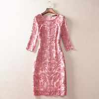 Wholesale Casual Dresses XL XL XL Women Spring Party Cocktail Laddies Sequined Embroidery Sleeve Bodycon Pink Purple Red Dress s