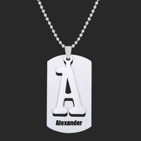 Wholesale Pendant Necklaces Stainless Steel Initial Letter Alphabet Necklace Military Army Tags Link Chain Hip Hop Custom Name Jewelry