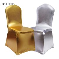 Wholesale 6pcs Bronzing Elastic Chair Cover Gold Silver Spandex Metallic Fabric Wedding Covers Banquet Decoration