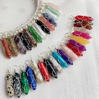Wholesale Gold Silver Wire Wrap Chakra stone Point pendulum Pendant Healing Rose Crystal Reiki Charms for Necklace DIY jewelry making Amethyst Quartz
