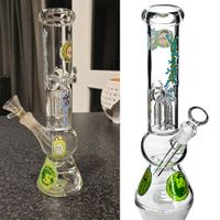 Wholesale 9 inch Approx Tall Perc Base Straight Cartoon Dab Rig Glass Water Bongs Downstem mm Bowl Thick Bong