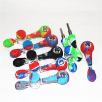 Wholesale Smoking Glass Nectar Collector Premium Tobacco Bag Set Wax Container Silicone bong with Titanium nail Storage Jar Metal Dabber Pipe