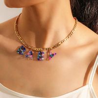 Wholesale Doreen Box Fashion Gold Color Chains Necklace Resin Blue Pink Message Women Party Club Choker Clavicle Chain Jewelry Gift Piece Pendant Nec