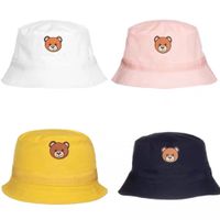 Wholesale Kids Bear Hat Baby Cute Hats Thin Girl Fisherman Boys Sunhat Four color Spring Summer Boy Sunscreen Caps Children Leisure