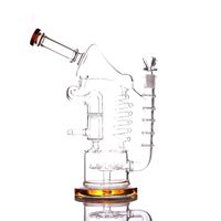 Wholesale Recycler Oil Dab Rig tall quot Glass Bongs Double tubes Hookahs water bong Nice waterpipes bubbler two colors