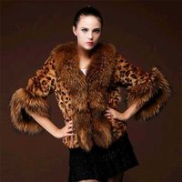 Wholesale Imported Imitation Fur Short Coat Leopard Print Lady Raccoon Hair