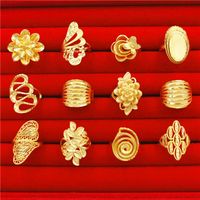 Wholesale Long lasting plating Vietnamese gold opening ring Euro Korean women s jewelry big flower