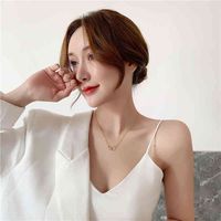 Wholesale 2021 fashion OL new double love heart necklace women s Korean fashion collarbone chain double ring Knot Necklace
