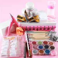 Wholesale Nail Art Kits Set Acrylic Powder Tools Starter Kit Tips Brush Practice Glitter File Sequins TSLM1