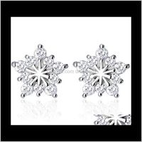 Wholesale Stud Drop Delivery Woman Female Models Pentagram Earrings Christmas Snowflake Korean Version Full Of Diamond Jewelry Hypoallergenic Ear