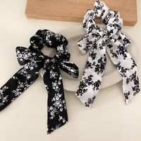 Wholesale Hair Accessories pcsRetro Black And White Flower Rope Sweet Bow Ring French Girl Large Intestine Circle Summer Style