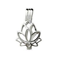 Wholesale Lotus Flower Blossom Pendant Small Lockets Sterling Silver Gift Love Wishing Pearl Cage Pieces