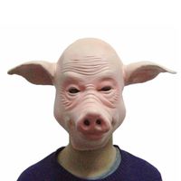 Wholesale Other Event Party Supplies Pig Head Mask Rubber Latex Animal Costume Full Halloween Horror Scary Masquerade Cosplay Maske