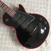 Wholesale Sell custom electric guitar classic black color mahogany Rosewood fingerboard Red binding Can come to figure
