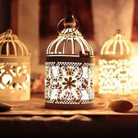 Wholesale Party Decoration Vintage Hollow Ron Birdcage Wedding Moroccan Lantern Votive Candle Holder Hanging Candlesticks