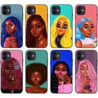 Wholesale Phone Cases For iPhone mini Pro X XS XR Max Fashion Black Girl Soft TPU bumper Cover