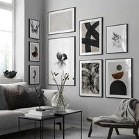 Wholesale Paintings Modern Abstract Poster Home Decor Nordic Canvas Painting Figure Picture Minimalist Black And White Wall Art Print For Bedroom