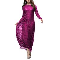 Wholesale Muslim Dress Women Long Sleeve Lace Large Hem Loose Maxi Kaftan Jilbab Casual Dresses