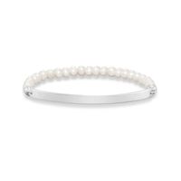 Wholesale 6mm Freshwater Pearl Bead Bracelets Silver Curved Arc Bracelet Brand Beaded Bracelet Jewelry Bijoux Gift For Men Women Beaded Strands