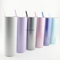 Wholesale Fast Shipping oz Glittering Rainbow Paint Tumblers Sublimation ml Stainless Steel Cup Water Coffee Mug Straws Lids Fruit Juice