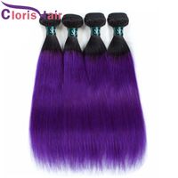 Wholesale Dark Roots Purple Ombre Weave Raw Virgin Indian Natural Human Hair Bundles Deal Silky Straight Colored Extensions g Great Texture