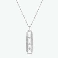 Wholesale Chains Classic Sterling Silver Lady Necklace Full Of Diamonds European And American Fashion Simple Exquisite Gift
